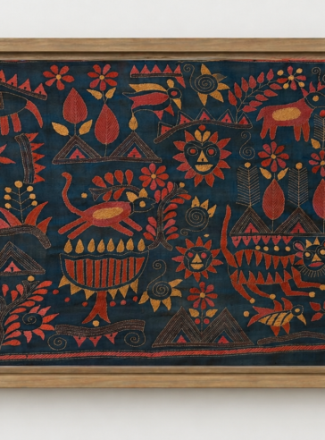 Rustic Synergy 20"x40"- Kantha embroidered wall art