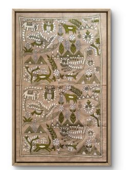 Rustic Synergy- Kantha embroidered wall art -19"x11"