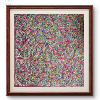 Kolka aar Phool- Kantha embroidered wall art - Black