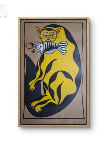 Cat & Fish VI- Kalighat Pattachitra