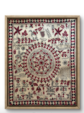 Echo System- Kantha embroidered wall art