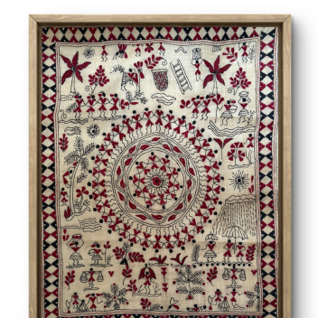 Echo System- Kantha embroidered wall art