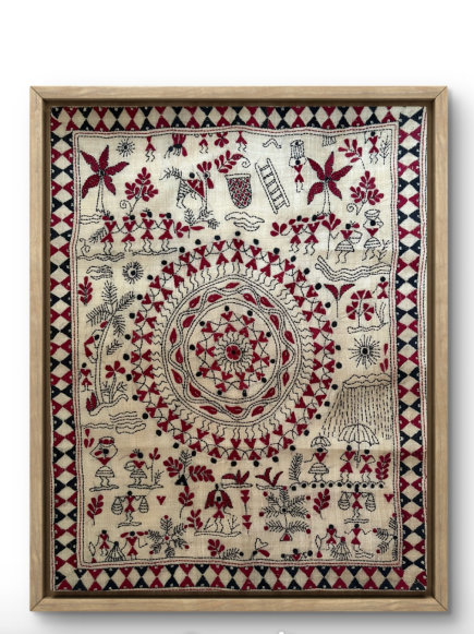Echo System- Kantha embroidered wall art