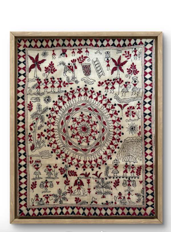 Echo System- Kantha embroidered wall art
