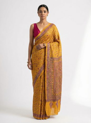 IRA- Kantha embroidered on pure Tussar Silk Saree