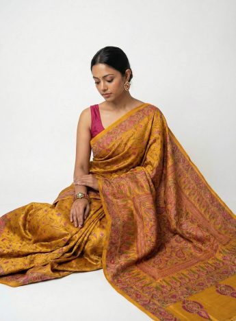 IRA- Kantha embroidered on pure Tussar Silk Saree