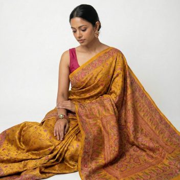IRA- Kantha embroidered on pure Tussar Silk Saree