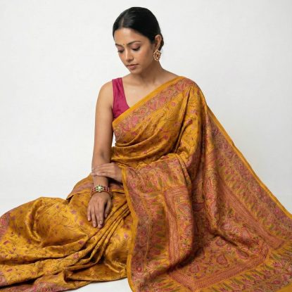 IRA- Kantha embroidered on pure Tussar Silk Saree
