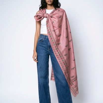 Keya- Kantha embroidered on pure Tussar Silk Dupatta/Shawl