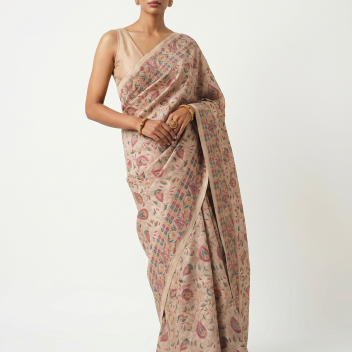 Ananta- Kantha embroidered on pure Tussar Silk Saree