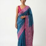 Arnabi- Kantha embroidered on pure Tussar Silk Saree