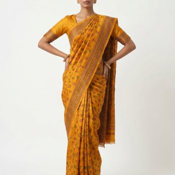 Bhumi- Kantha embroidered on pure Tussar Silk Saree