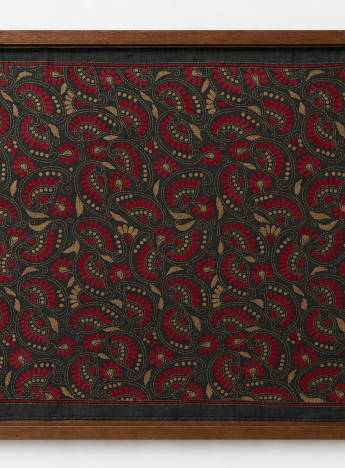 Paisely - Kantha embroidered wall art - Black 20"x20"