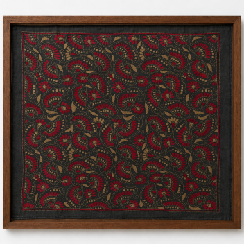 Paisely - Kantha embroidered wall art - Black 20"x20"