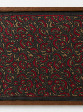 Paisely - Kantha embroidered wall art - Black 20"x20"