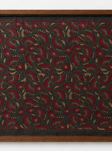 Paisely - Kantha embroidered wall art - Black 20"x20"