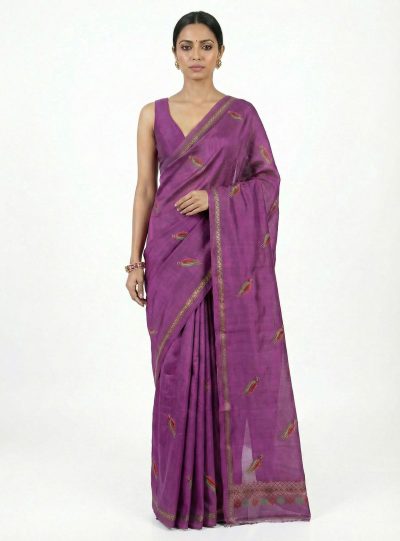Ananya- Kantha embroidered on pure Tussar Silk Saree