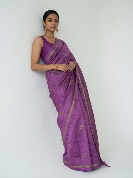 Ananya- Kantha embroidered on pure Tussar Silk Saree