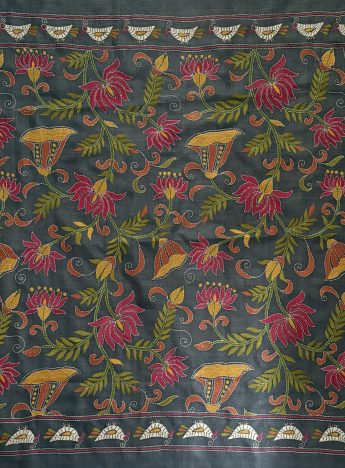 Nature- Kantha embroidered wall art - Black 30"x30"