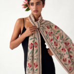 Karabi Kantha Embroidered Stole | Handcrafted Tussar Silk Floral Dupatta by Kalkatte Vaali