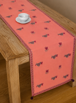 Golap Pakhi - Kantha embroidered Cotton table runner