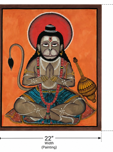 Original Bengal Pattachitra Hanuman Painting | Hand-Painted Indian Folk Art | 28 x 22 Inches