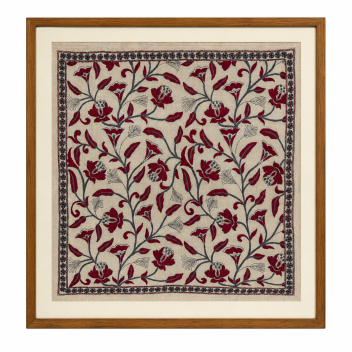 Creepers- Kantha embroidered wall art - Tussar silk 25"x25"