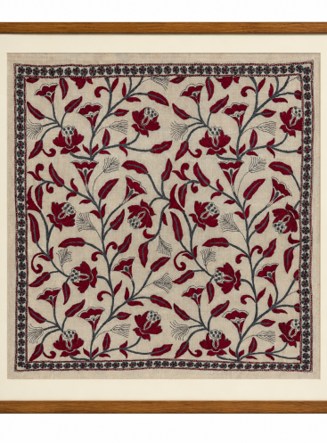Creepers- Kantha embroidered wall art - Tussar silk 25"x25"