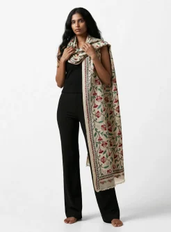 Karabi Kantha Embroidered Dupatta | Handcrafted Tussar Silk Floral Dupatta