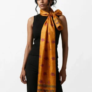 Mustard Bloom- Kantha Tussar silk stole