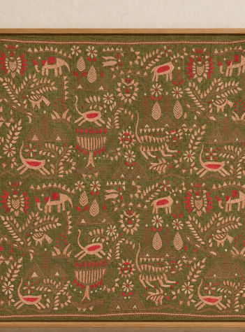 Aranya Lok"- Kantha embroidered wall art 40"