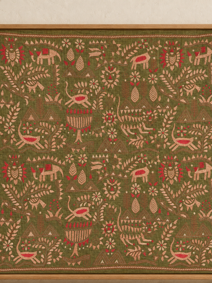 Aranya Lok"- Kantha embroidered wall art 40"